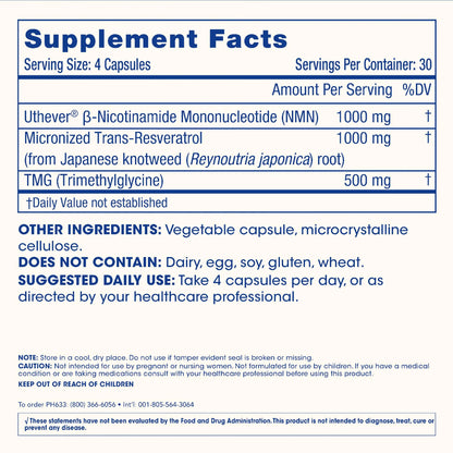 ProHealth NMN Pro Complete (120 Capsules, 3 Pack) - 1000 mg Uthever® NMN + 1000 mg Resveratrol + 500 mg TMG. NAD+ Precursor, Methylation Support & Sirtuin Activation. Triple Lab-Tested ProHealthBuy Supplements Australia