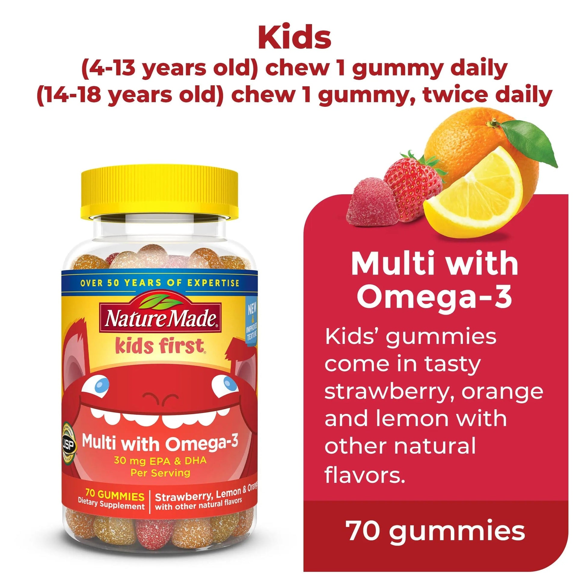 Nature Made Adult & Kids Multivitamin Gummies Combo Pack, Multis with Vitamin C, Vitamin D3, B Vitamins, Zinc, Omega 3 Fish Oil & More Nature Made