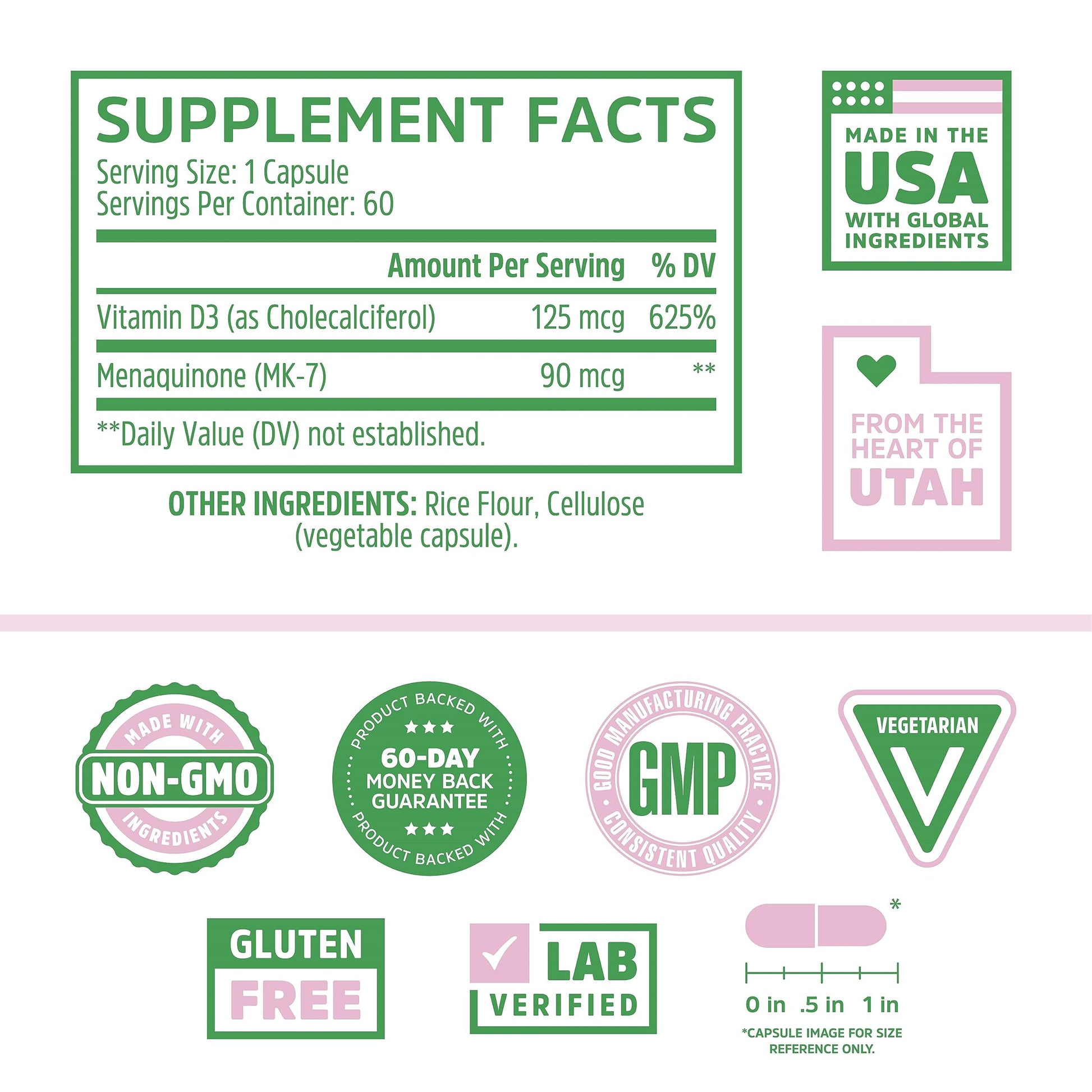 Zhou Nutrition Vitamin D3 K2, Bone and Heart Health Formula 5000 IU Vitamin D3 & 90 mcg Zhou NutritionBuy Supplements Australia