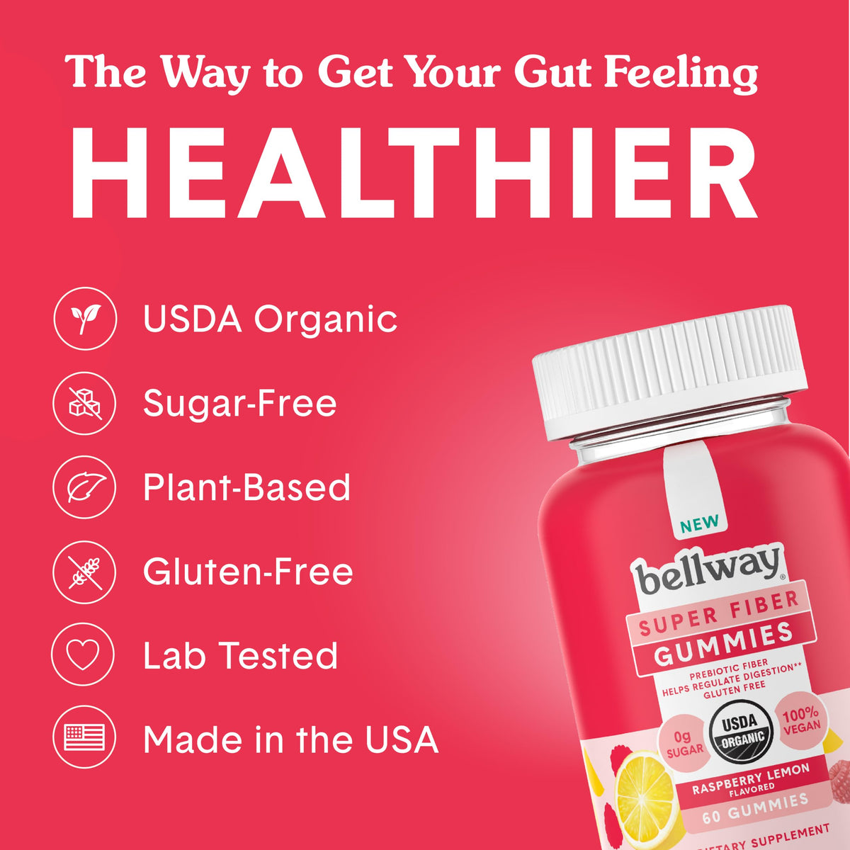 Bellway Super Fiber Gummies for Adults (3 Pack) - Sugar Free Organic Fiber Supplement BellwayBuy Supplements Australia