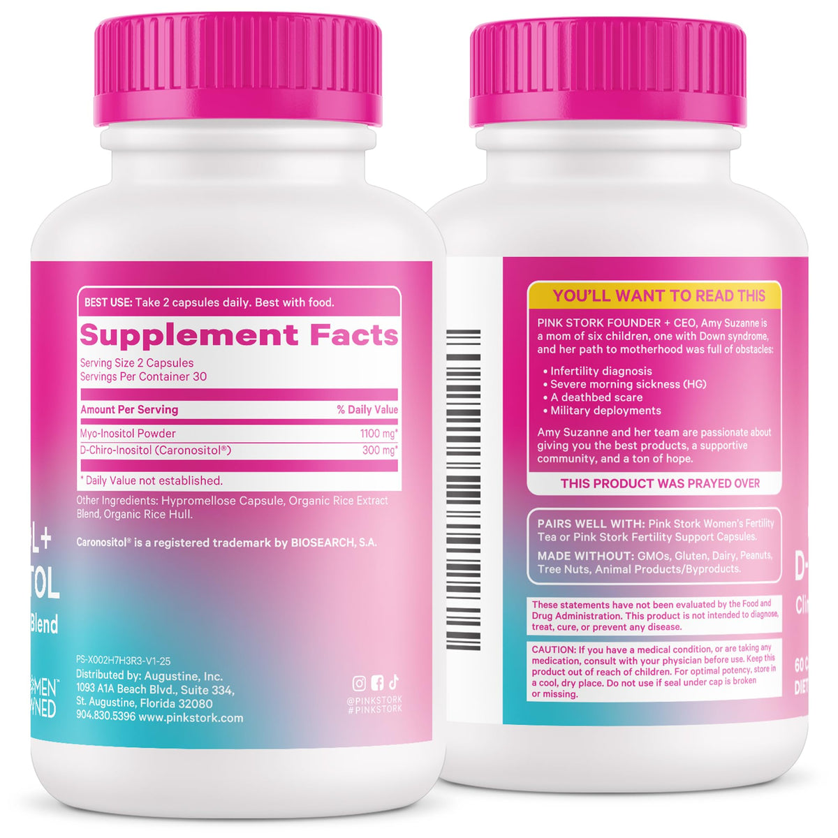 Pink Stork Myo-Inositol & D-Chiro Inositol: 3.6:1 Blend to Support Fertility, Hormone Balance for Women - Ovarian Function, Ovulation, Conception, and Period Support Supplement - 60 Capsules Pink StorkBuy Supplements Australia