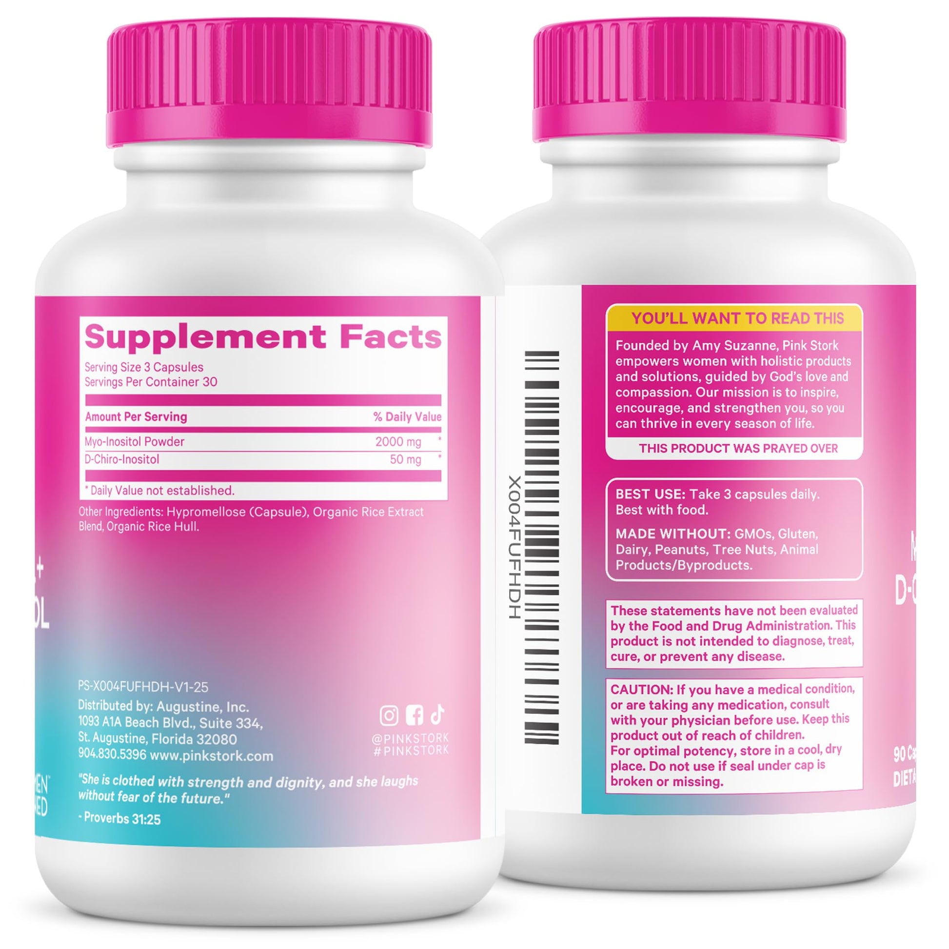 Pink Stork Myo-Inositol & D-Chiro Inositol Supplement - Hormonal Balance for Women - Ovarian Support - 40:1 Ratio - Fertility Supplements for Women - 180 Capsules, 2 Month Supply Pink StorkBuy Supplements Australia