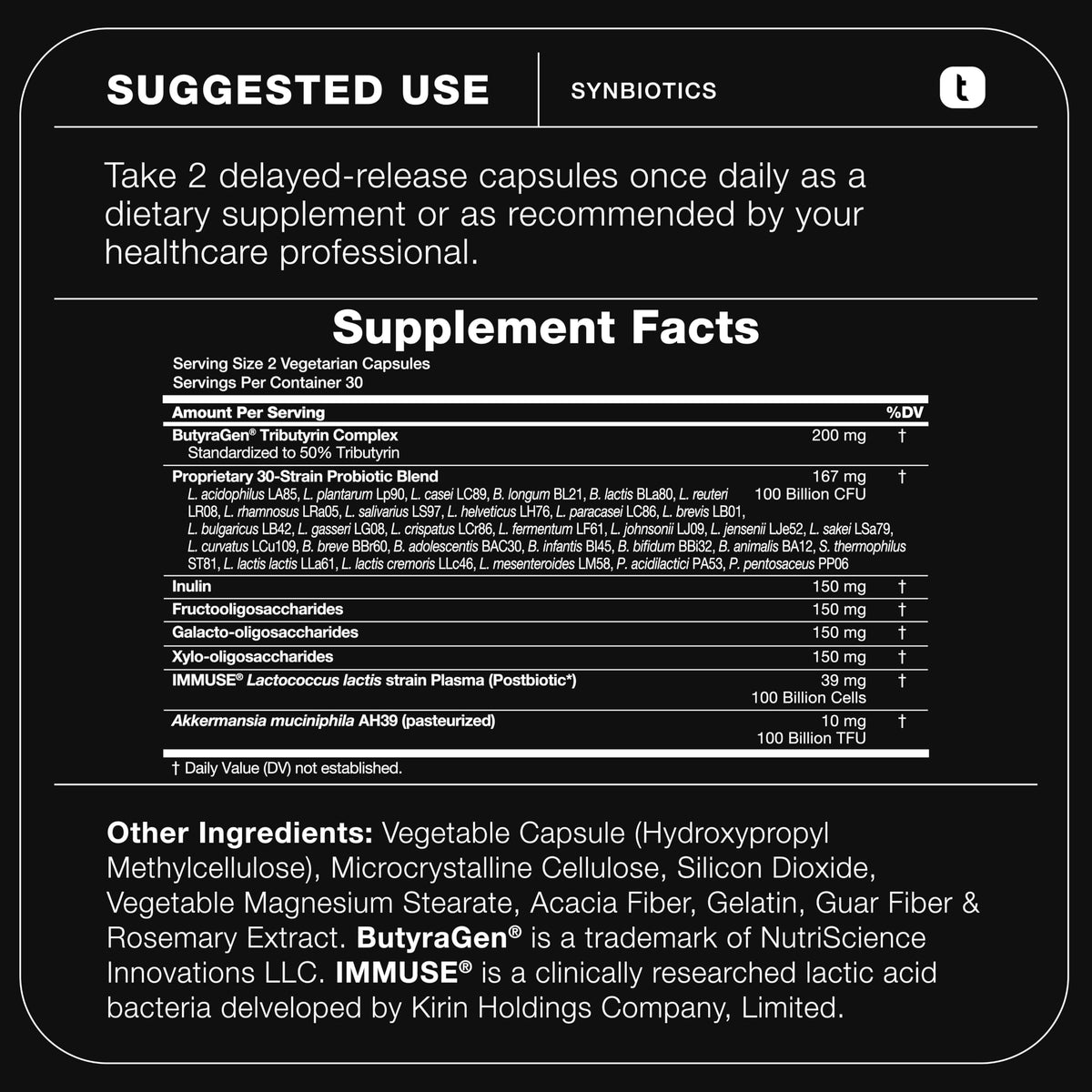 Toniiq Prebiotics and Probiotics – 200B CFU Synbiotic with Postbiotics IMMUSE® & ButyraGen® – 30 Strains for Gut & Digestive Health – Shelf-Stable