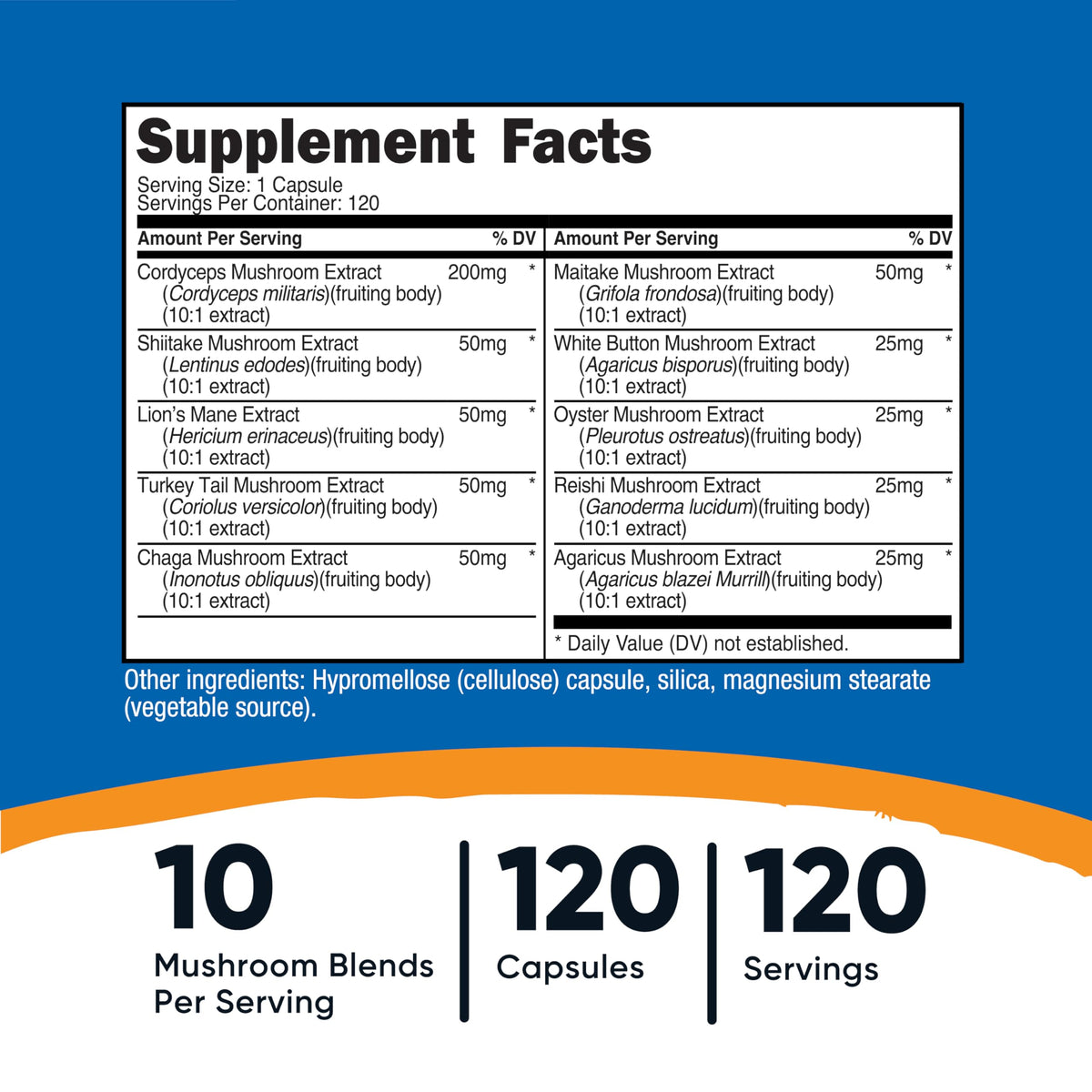 Nutricost Mushroom Complex Supplement, 120 Capsules - 10 Mushroom Blend (with Reishi, Maitake, Shiitake, Lion's Mane, and More) - Non-GMO and Gluten Free NutricostBuy Supplements Australia