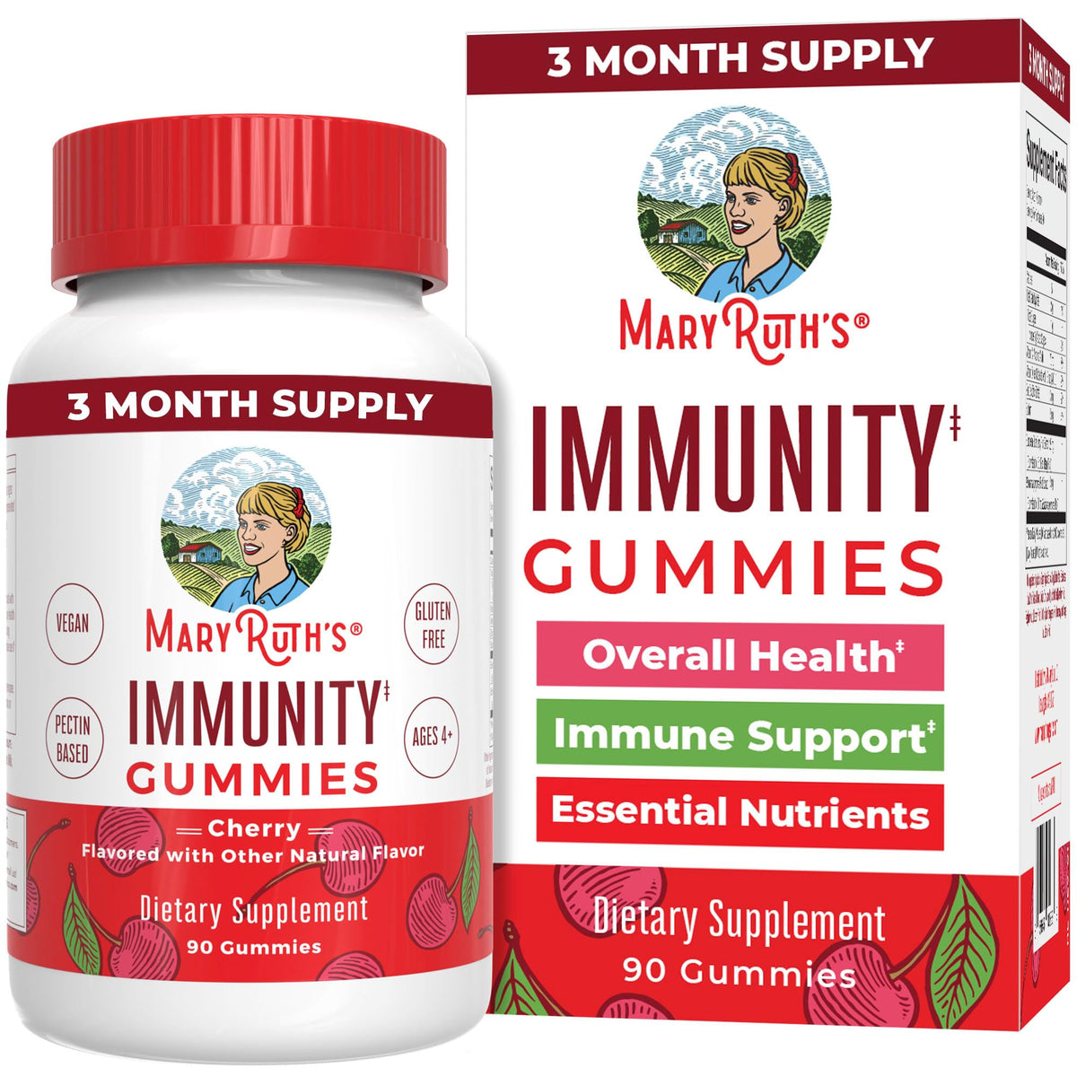 Mary Ruth's 5-1 Immunity Gummies with Elderberry for Kids & Adults | Cherry | Pectin Based | Vegan | 90 Count MARYRUTH'SBuy Supplements Australia