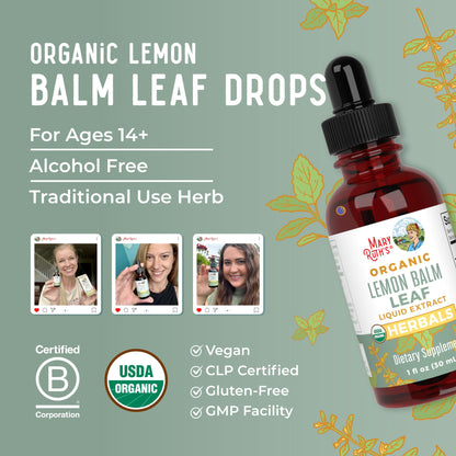 MaryRuth Organics Lemon Balm Leaf Liquid Extract | Mood Support | Relaxation | Calming | Nervine Herbal | Lemon Balm Tincture | USDA Organic | Vegan | Non-GMO | Gluten Free | 1 Fl Oz MARYRUTH'SBuy Supplements Australia
