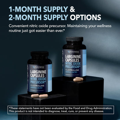 L-Arginine Capsules with L-Citrulline - Nitric Oxide Supplement - L Arginine and L Citrulline Blend - 120 Count - Vegan, Non-GMO Capsules for Performance