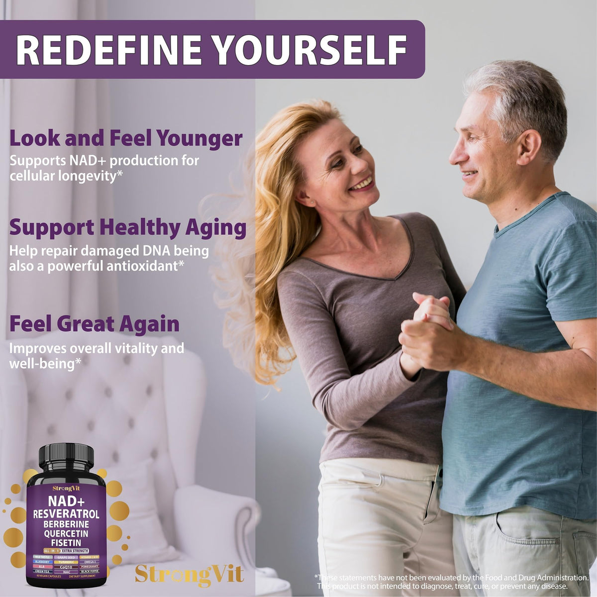 NAD Resveratrol Supplement with Berberine, Quercetin, CoQ10. Anti-Aging Formula for Women & Men. Liposomal NAD Plus, NAD+ Booster, Pure Organic Vitamin, USA StrongVitBuy Supplements Australia
