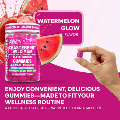 Clean Nutra Menopause Supplements for Women Chastberry Wild Yam Gummies Inositol Black Cohosh Magnesium Red Clover DIM Supplement B6 Magnesium Glycinate Glycine Vitex Hormone Balance Gummy Vitamins Clean NutraceuticalsBuy Supplements Australia