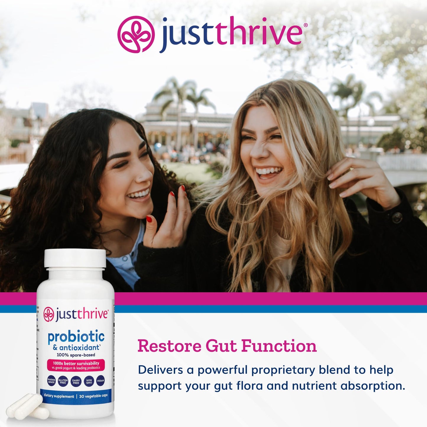 Just Thrive Probiotic & Antioxidant Supplement - 100% Spore-Based Digestive and Immune Support - Gluten Free, 30 Caps Just Thrive canada supplements