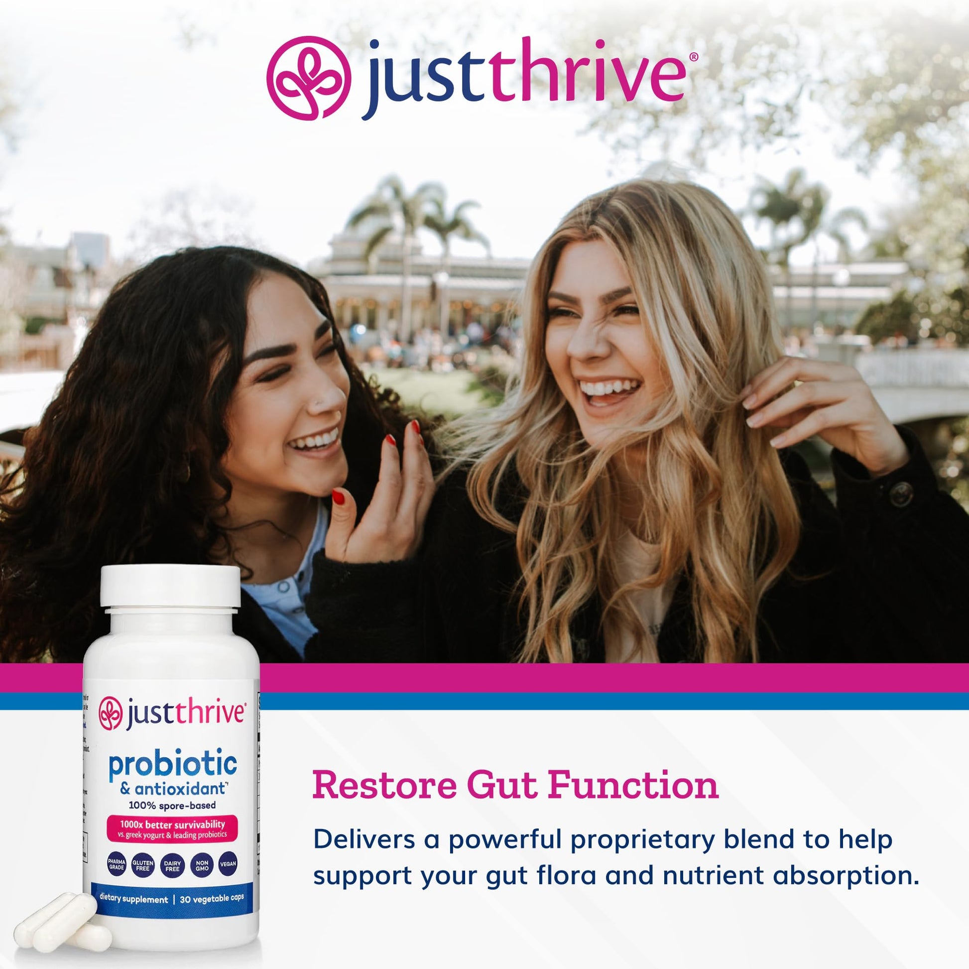 Just Thrive Probiotic & Antioxidant Supplement - 100% Spore-Based Digestive and Immune Support - Gluten Free, 30 Caps Just Thrive canada supplements