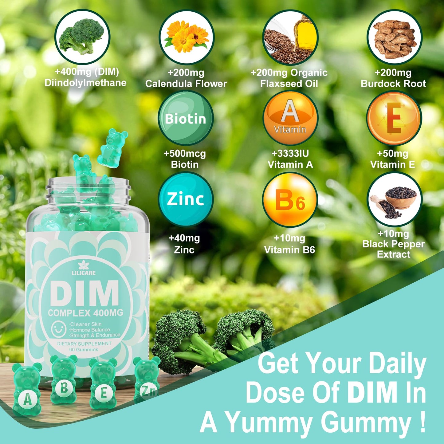 DIM Supplement Women 400mg, Estrogen Supplement for Women, Sugar Free DIM Gummies for Men & Women w/ Biotin, Flaxseed Oil, Burdock, Calendula, BioPerine for Hormone Balance, Menopause & Prostate 60Cts EnvyDealBuy Supplements Australia