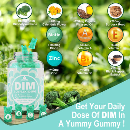 DIM Supplement Women 400mg, Estrogen Supplement for Women, Sugar Free DIM Gummies for Men & Women w/ Biotin, Flaxseed Oil, Burdock, Calendula, BioPerine for Hormone Balance, Menopause & Prostate 60Cts EnvyDealBuy Supplements Australia
