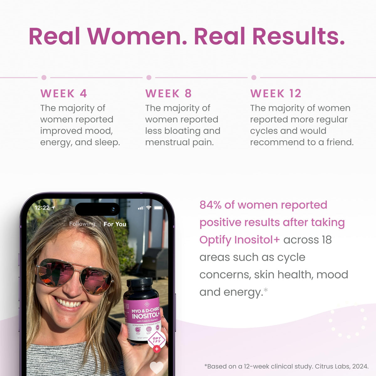 Optify Myo-Inositol & D-Chiro Inositol Supplement for Women – 40:1 Ratio Plus Folate and Vitamin D – Support Healthy Hormonal Balance