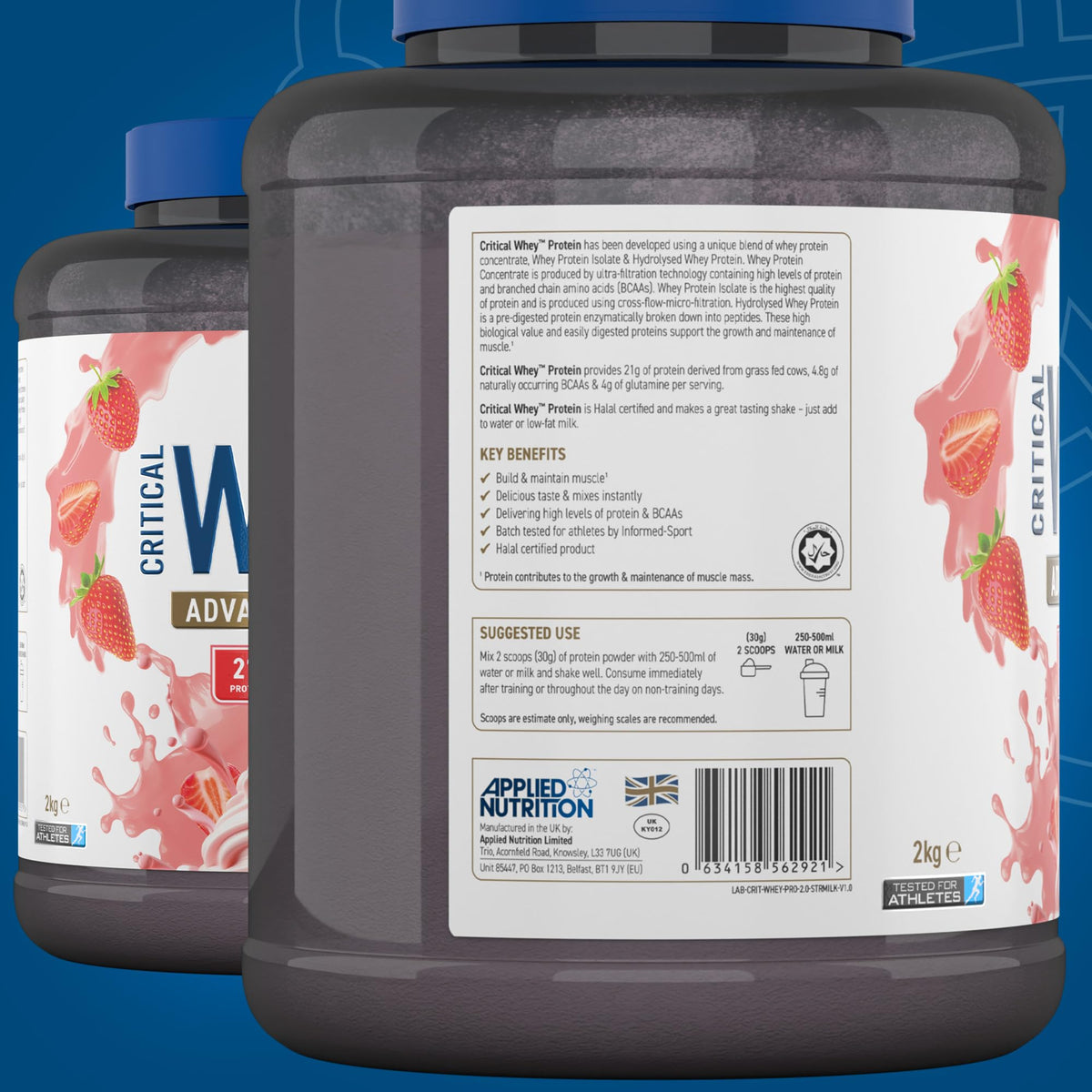 Applied Nutrition Critical Whey Protein Powder 2kg - High Protein Powder, Protein Milkshake Applied NutritionBuy Supplements Australia