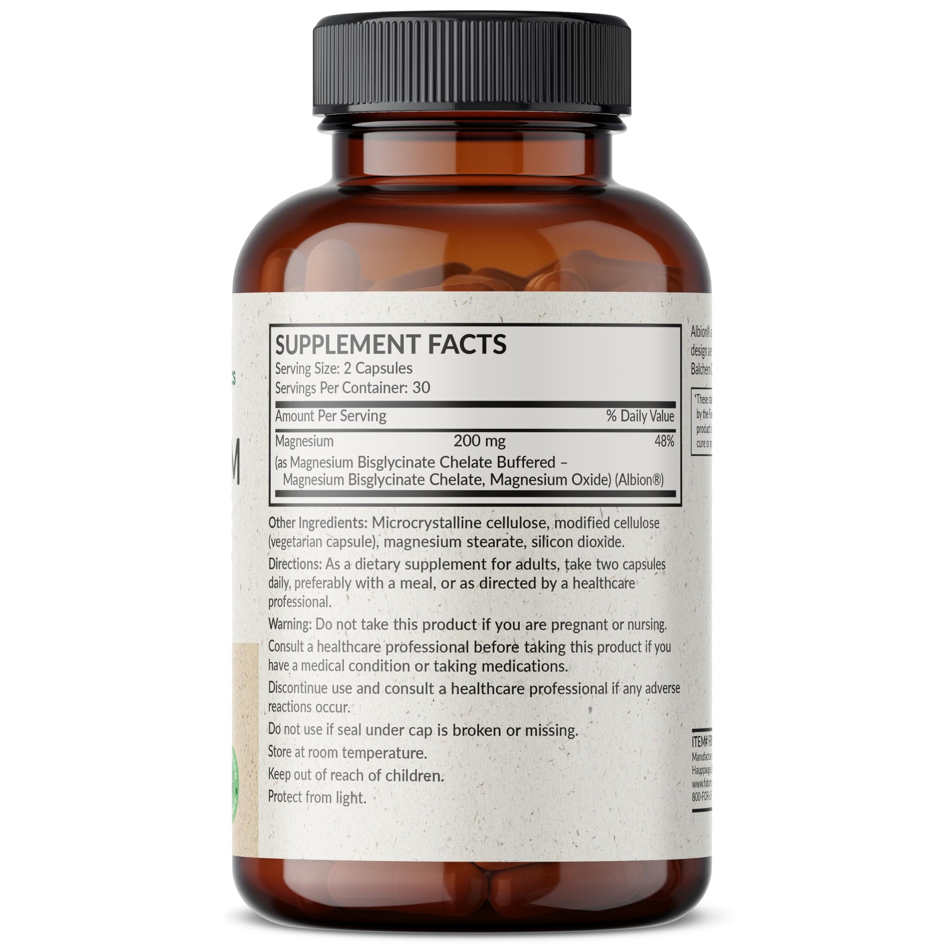Futurebiotics Magnesium Glycinate 200 MG per Serving Chelated for High Absorption, Gentle On Stomach, Non-GMO, 60 Vegetarian Capsules Futurebiotics canada supplements