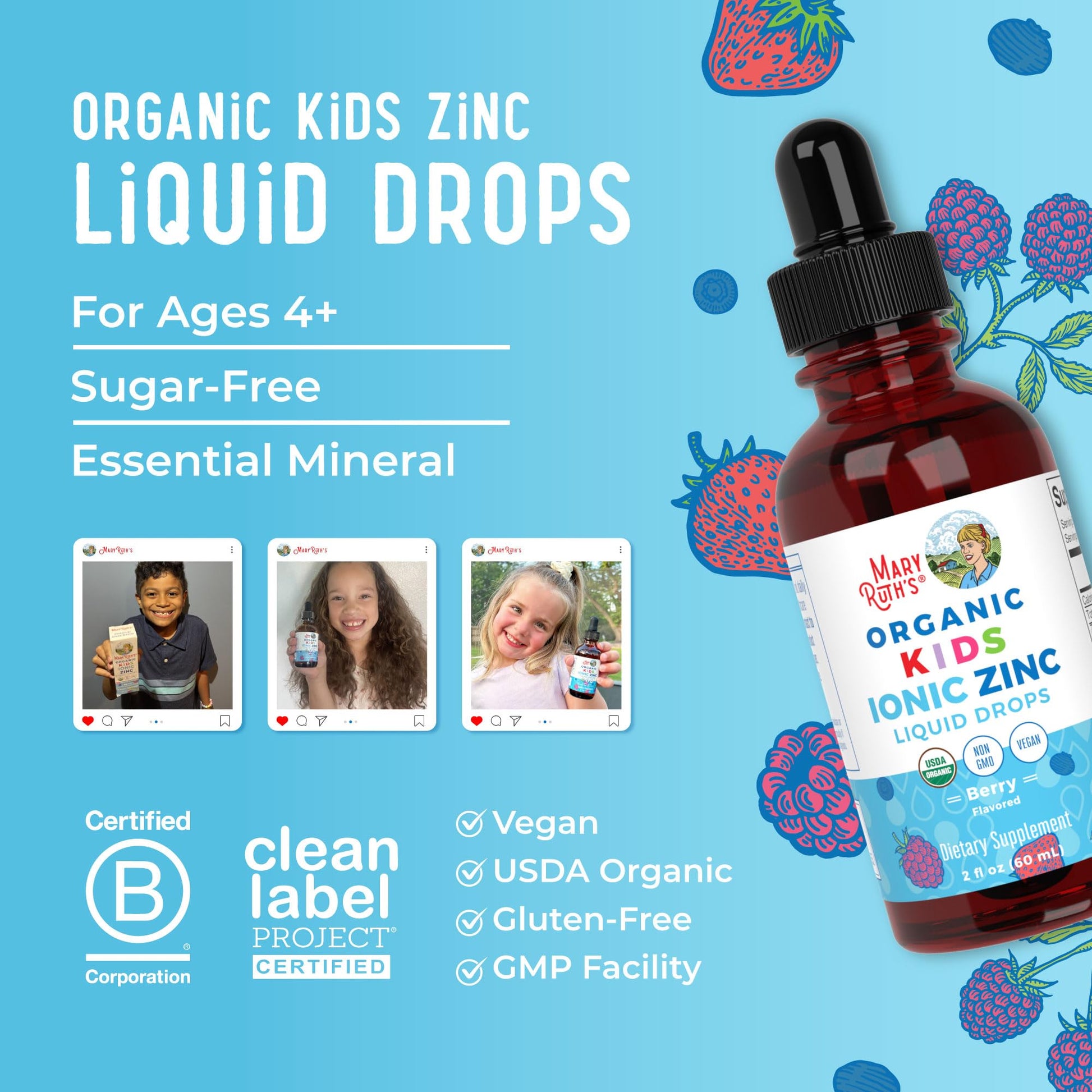 MaryRuth Organics Zinc Supplement for Immune Support, Immune Support Supplement for Kids, Ages 4-13, Zinc Sulfate, Vegan, USDA Organic, Glycerin Based, 2 Fl Oz MARYRUTH'SBuy Supplements Australia