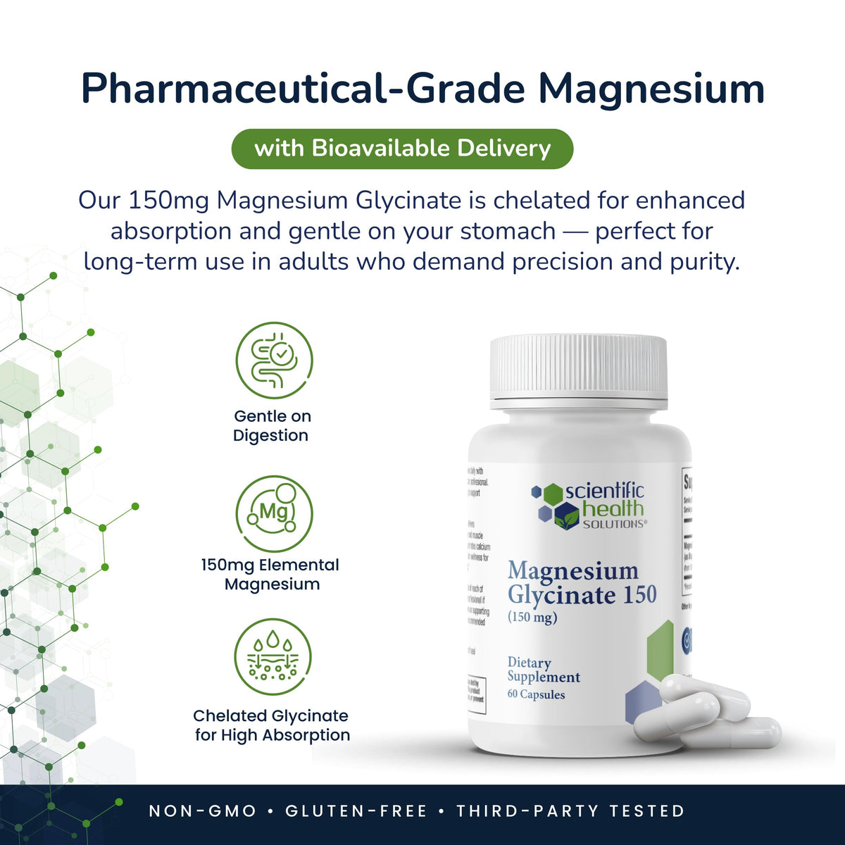 Scientific Health Solutions Magnesium Glycinate 150 mg – High‑Absorption Magnesium for Heart, Bone & Muscle Health – Supports Leg Cramps & Cardiovascular Function – Gentle on Stomach, Vegan, 60 Count Scientific Health SolutionsBuy Supplements Australia