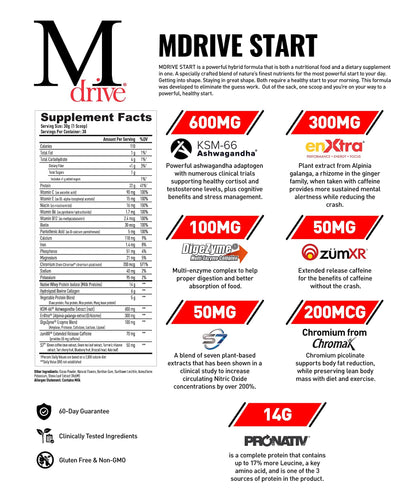 Mdrive Prime Start Supports Energy, Strength, Lean Muscle, Digestion, Immune Health, Nitric Oxide and Recovery