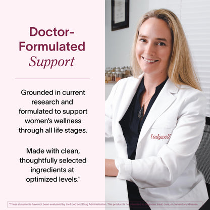 Ladywell Perimeno - Perimenopause Support - Support for Mood, Mental Clarity, Sleep & Hot Flashes - Black Cohosh, Reishi, Wild Yam, Holy Basil, Schisandra, Rhodiola, Siberian Rhubarb / 60 Veg Caps LadywellBuy Supplements Australia