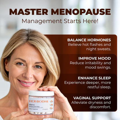Her Bodhi Meno- Menopause Hormonal Balance for Women, Estrogen Soy Isoflavones Menopause Supplement for Women | with Ashwagandha & Black Cohosh | Hot Flashes Menopause Relief (60 Capsules) Her BodhiBuy Supplements Australia