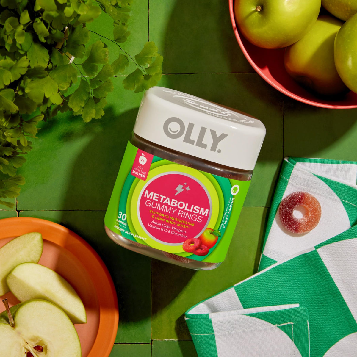 OLLY Metabolism Gummy Rings, Apple Cider Vinegar, Vitamin B12, Chromium, Energy OLLYBuy Supplements Australia