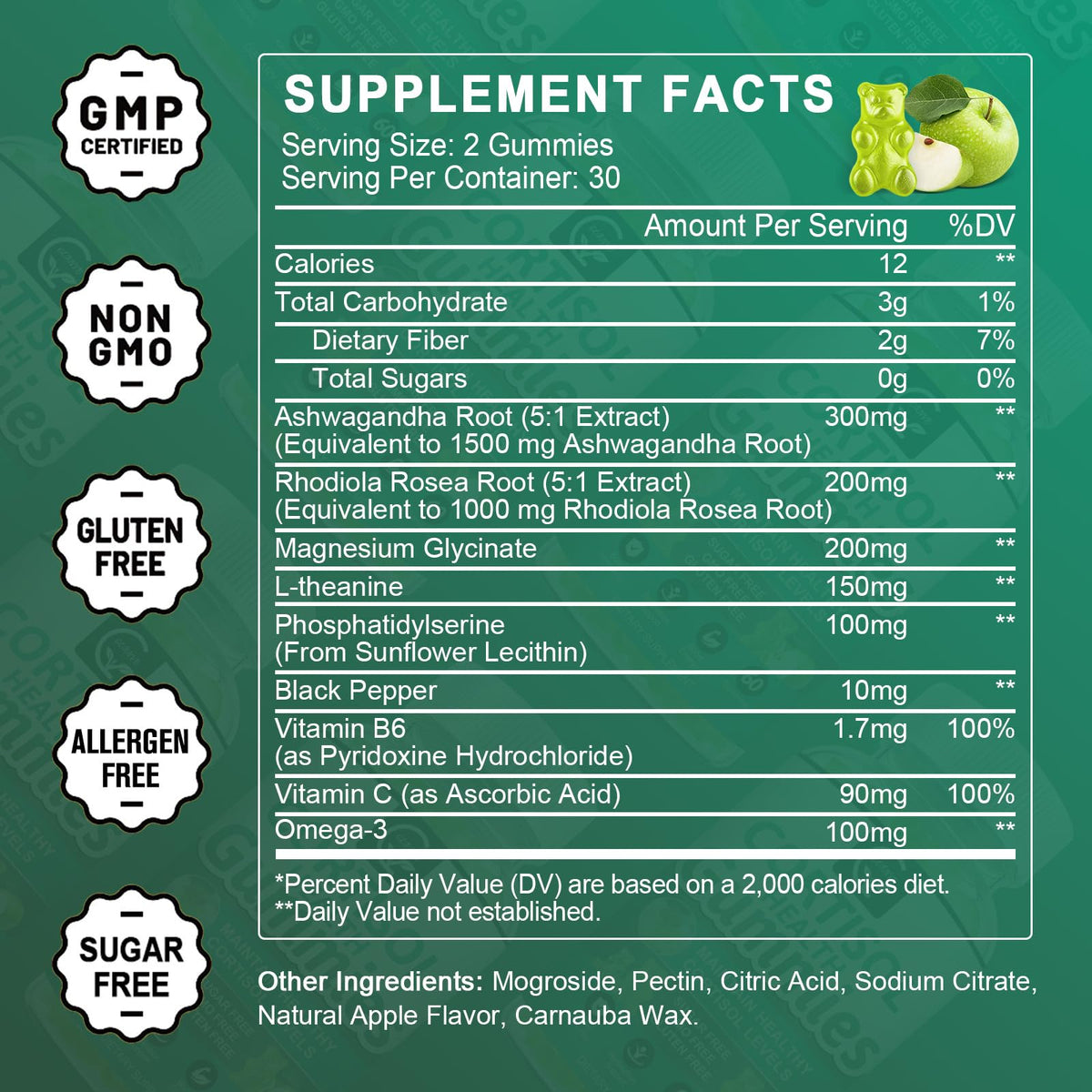 GORNVB Cortisol Gummies, Cortisol Supplement for Women with Magnesium, Ashwagandha, Rhodiola, Phosphatidylserine, L-Theanine, Black Pepper, Vitamin C & B6 - Relaxation, Focus, Sleep Support - 2 Pack GORNVBBuy Supplements Australia