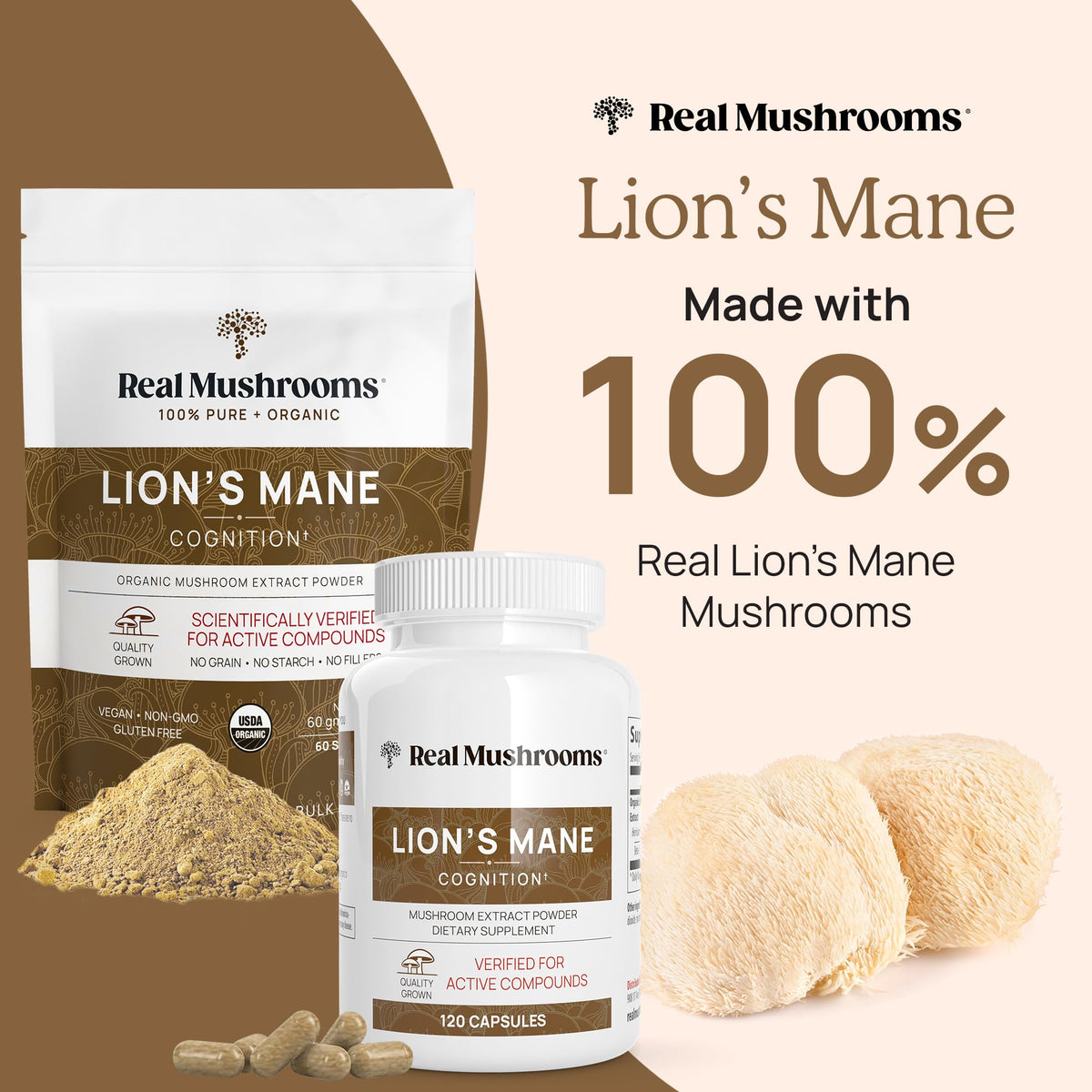 Real Mushrooms Lion’s Mane Powder - Organic Lions Mane Mushroom Extract Real MushroomsBuy Supplements Australia