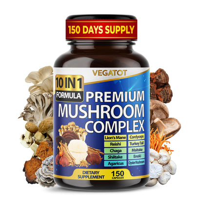 10 in 1 High Strength Mushroom Supplement - Lions Mane, Cordyceps, Reishi - Brain Supplements for Memory and Focus ** 5-Month Supply VEGATOT canada supplements