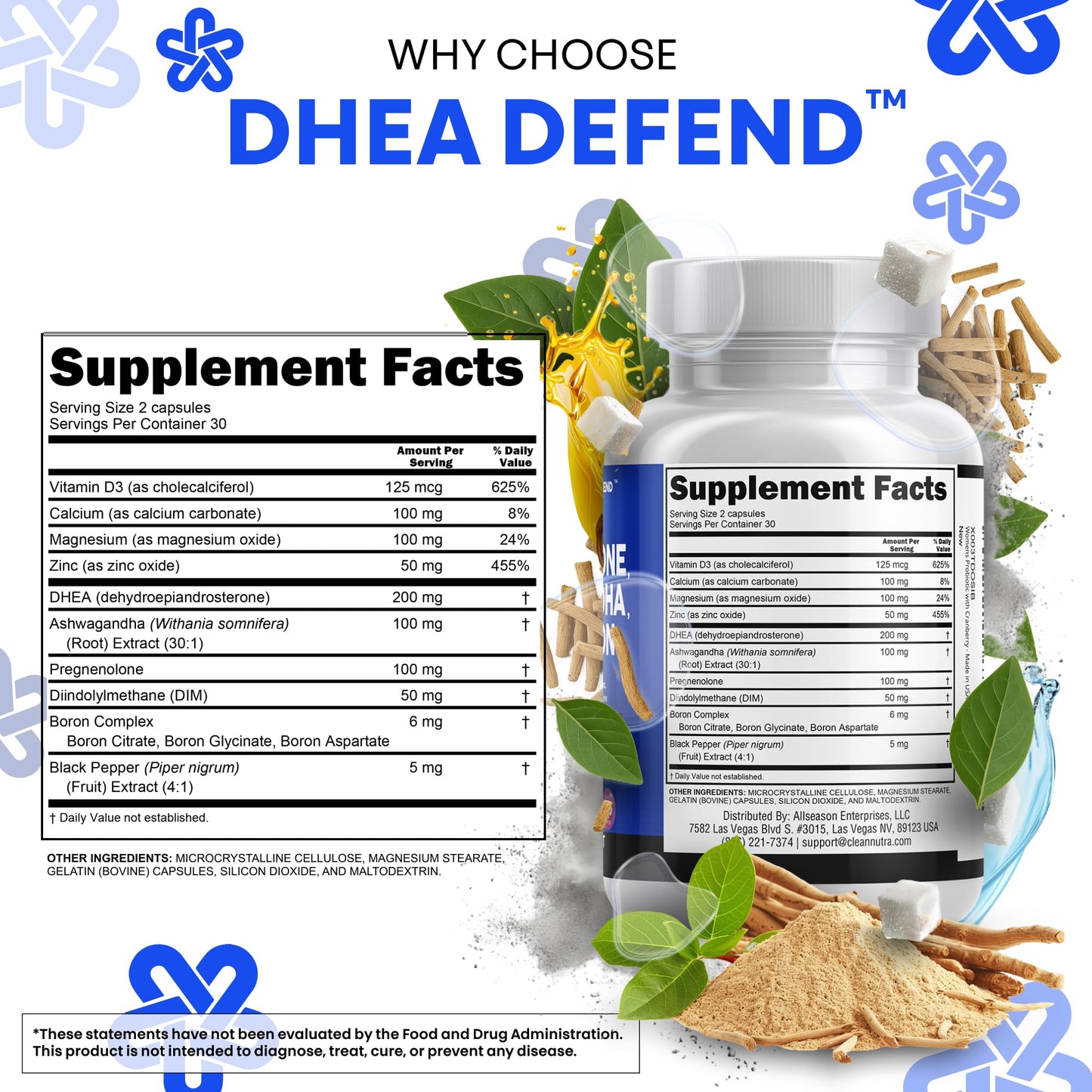 DHEA 200mg Supplement Pregnenolone 100mg for Men & Women with DIM Ashwagandha Boron 6mg Complex Calcium Magnesium Zinc 50mg Vitamin D3 5000 iu Hormone Support Capsules Pills - Made in USA 60 Ct Clean NutraceuticalsBuy Supplements Australia