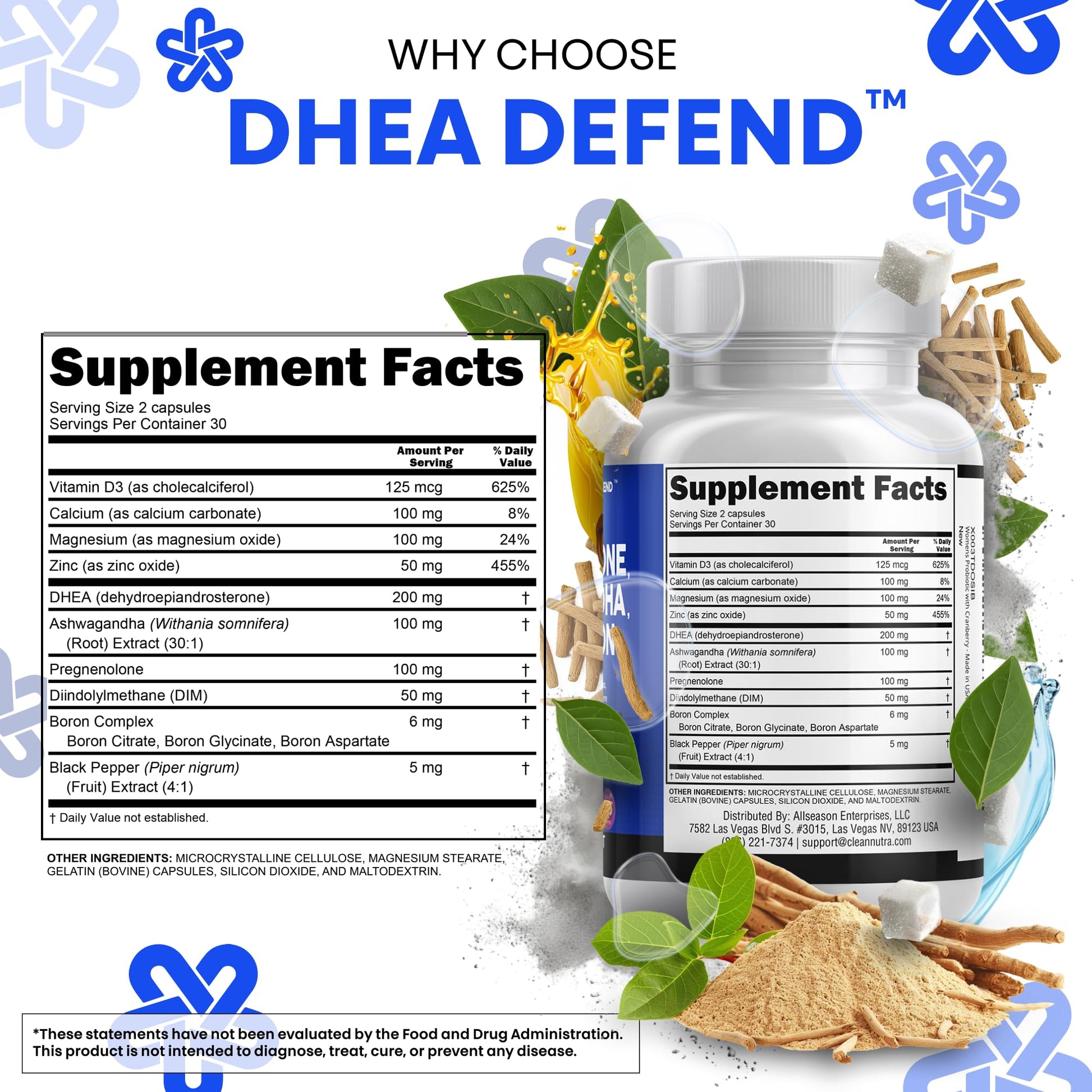 DHEA 200mg Supplement Pregnenolone 100mg for Men & Women with DIM Ashwagandha Boron 6mg Complex Calcium Magnesium Zinc 50mg Vitamin D3 5000 iu Hormone Support Capsules Pills - Made in USA 60 Ct Clean NutraceuticalsBuy Supplements Australia