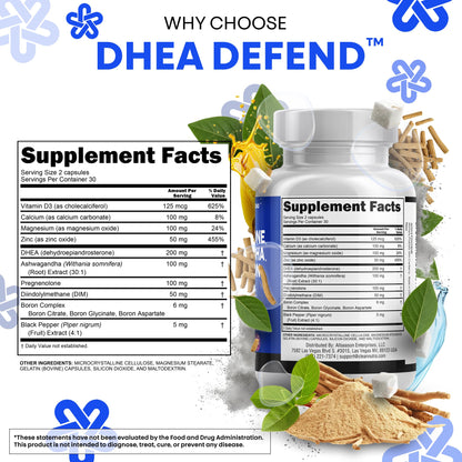 DHEA 200mg Supplement Pregnenolone 100mg for Men & Women with DIM Ashwagandha Boron 6mg Complex Calcium Magnesium Zinc 50mg Vitamin D3 5000 iu Hormone Support Capsules Pills - Made in USA 60 Ct Clean NutraceuticalsBuy Supplements Australia