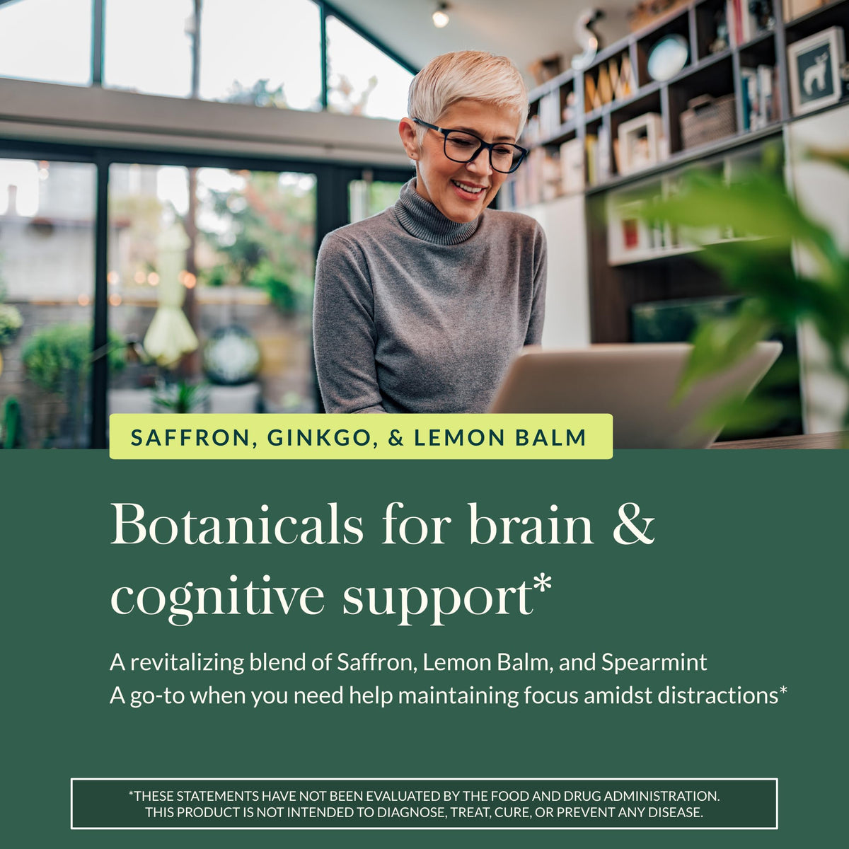 Gaia Herbs Nootropic Focus - Brain & Cognitive Support Supplement to Help Maintain Healthy Concentration* - with Saffron, Lemon Balm & Spearmint - 40 Liquid Phyto-Capsules (20 Servings) Gaia HerbsBuy Supplements Australia