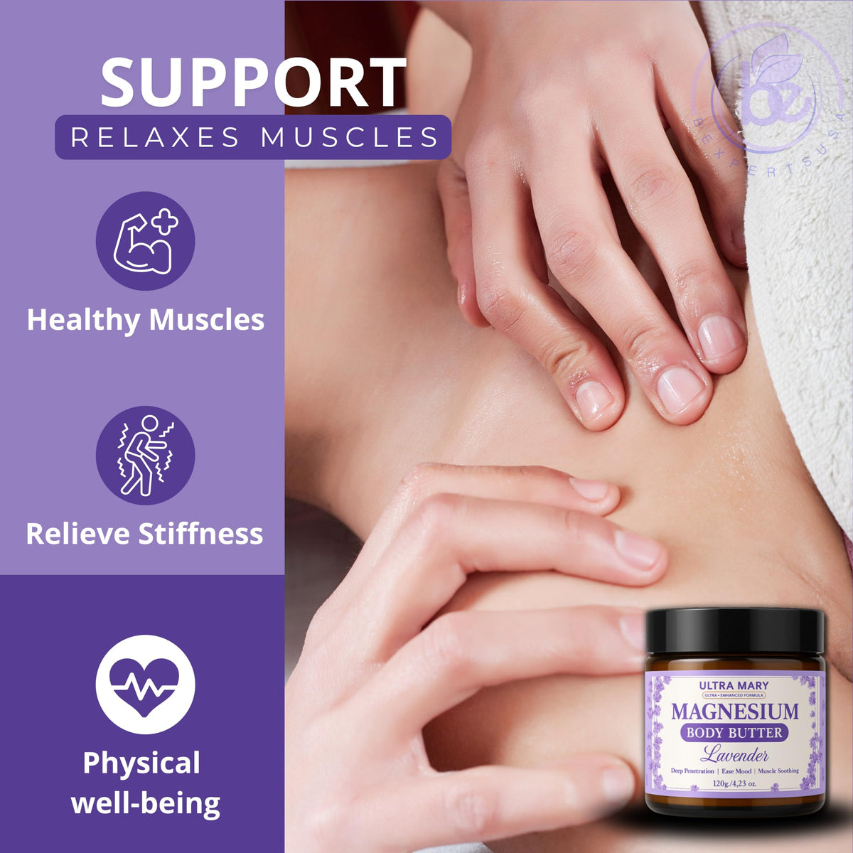 Nighttime Magnesium Cream for Pain, Nerve & Leg Cramps - Magnesium Body Butter for Sleep with Shea Butter, Jojoba Oil, Coconut Extract & Dandelion - Lavender Magnesium Lotion for Kids - 4.23oz ULTRA MARYBuy Supplements Australia