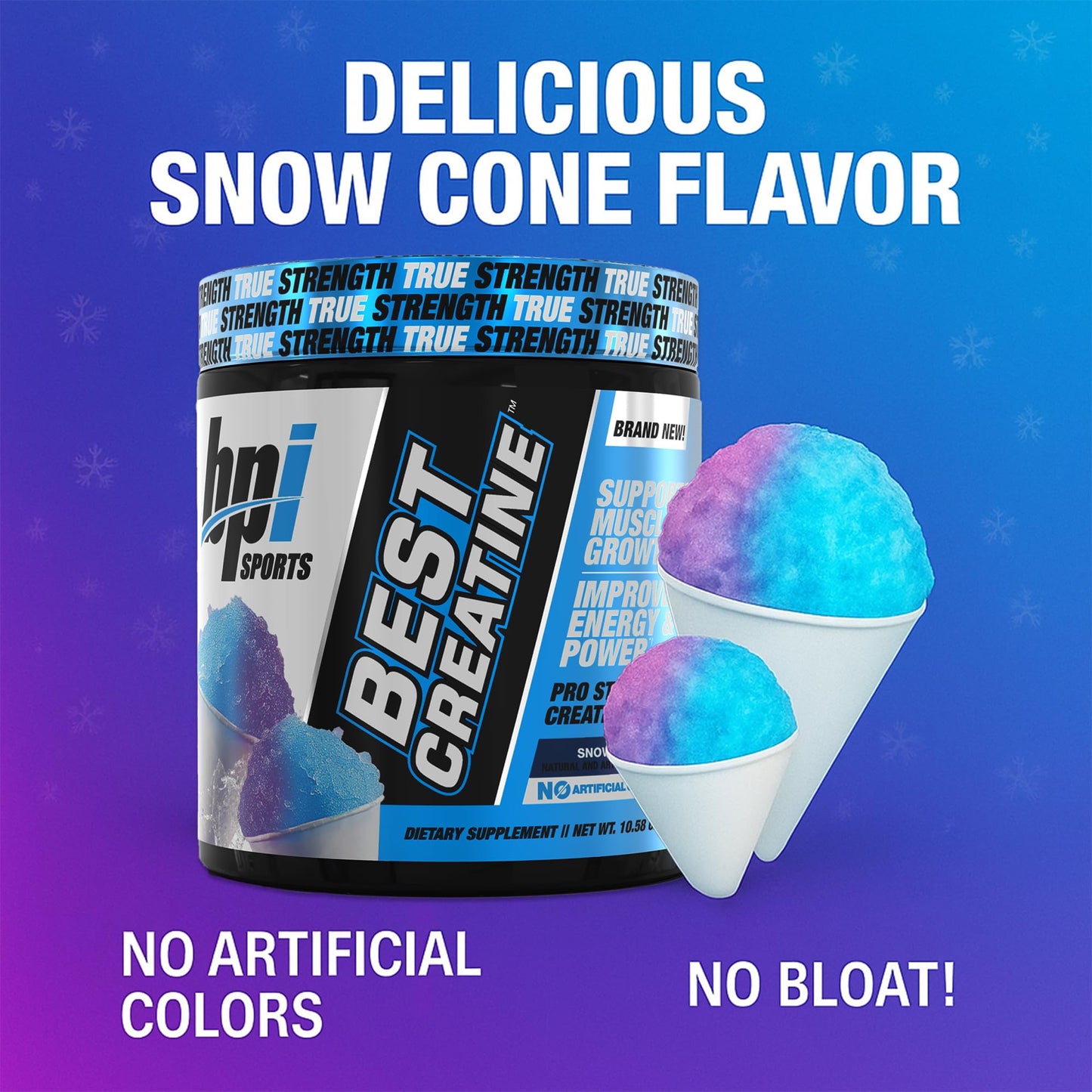 BPI Sports Best Creatine - Creatine Monohydrate Powder for Men & Women, Himalayan Salt - Strength, Pump, Endurance, Muscle Growth, Muscle Definition - No Bloat - Snow Cone - 50 servings - 10.58 Oz BPI SportsBuy Supplements Australia