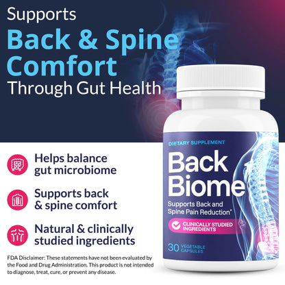 BackBiome – Advanced 7-Strain Probiotic Formula for Gut & Back Health – Supports Digestive Balance, Promotes Spinal Comfort – Non-GMO, Vegan, 30 Capsules BackBiomeBuy Supplements Australia