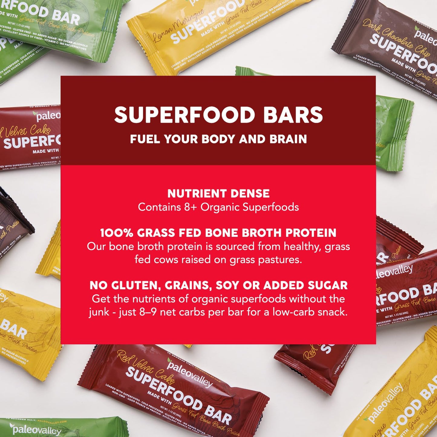 Paleovalley Superfood Bars – Red Velvet– 10 Pack – 9g Protein per Bar – Gluten-Free, Grain-Free, Paleo, Non-GMO – On-the-Go Snack PaleovalleyBuy Supplements Australia