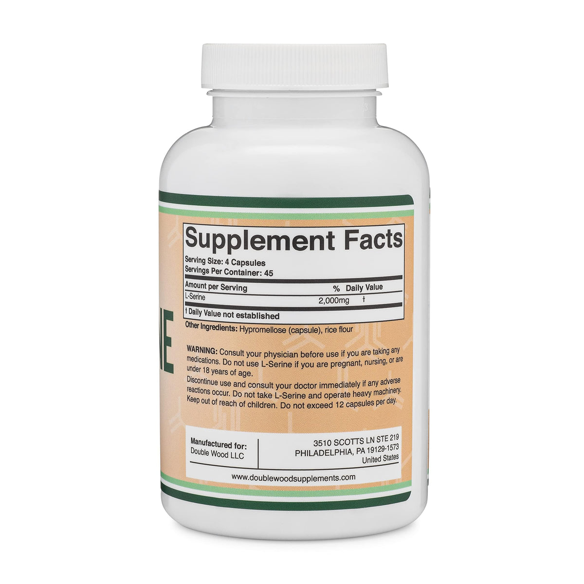 L-Serine Capsules (Third Party Tested) - 2,000mg Servings Used in Clinical Study, 180 Count, 500mg per Capsule (L Serine Amino Acid for Serotonin Production and Brain Support) by Double Wood Double Wood SupplementsBuy Supplements Australia