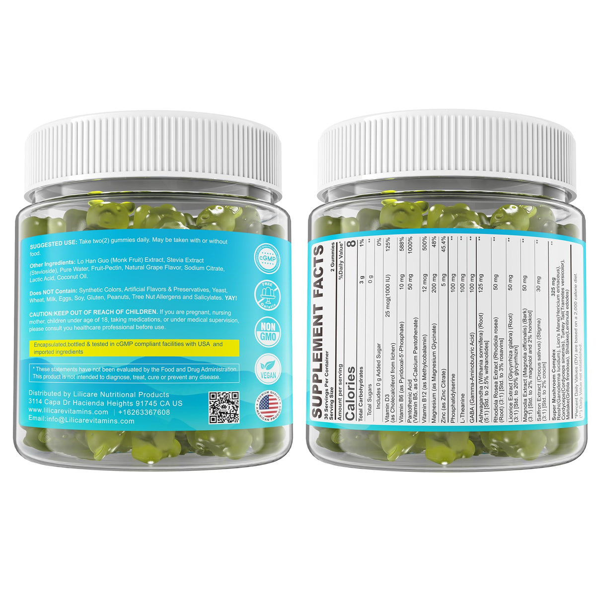 Cortisol Gummies for Women & Men, Sugar Free Cortisol Reducer Supplements w/ Magnesium, Ashwagandha, Mushroom, L-theanine, Rhodiola, Vitamin B6 B12 for Cortisol Detox, Relax, Sleep Support 2 Pack LILICAREBuy Supplements Australia
