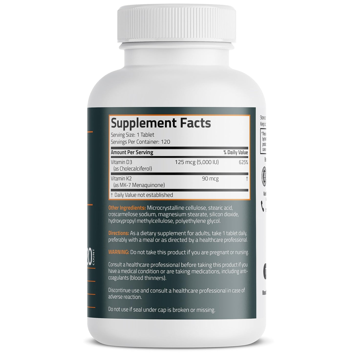Bronson Basics Vitamin K2 D3 (MK7) Supplement Non-GMO Formula 5000IU (125 mcg) BronsonBuy Supplements Australia