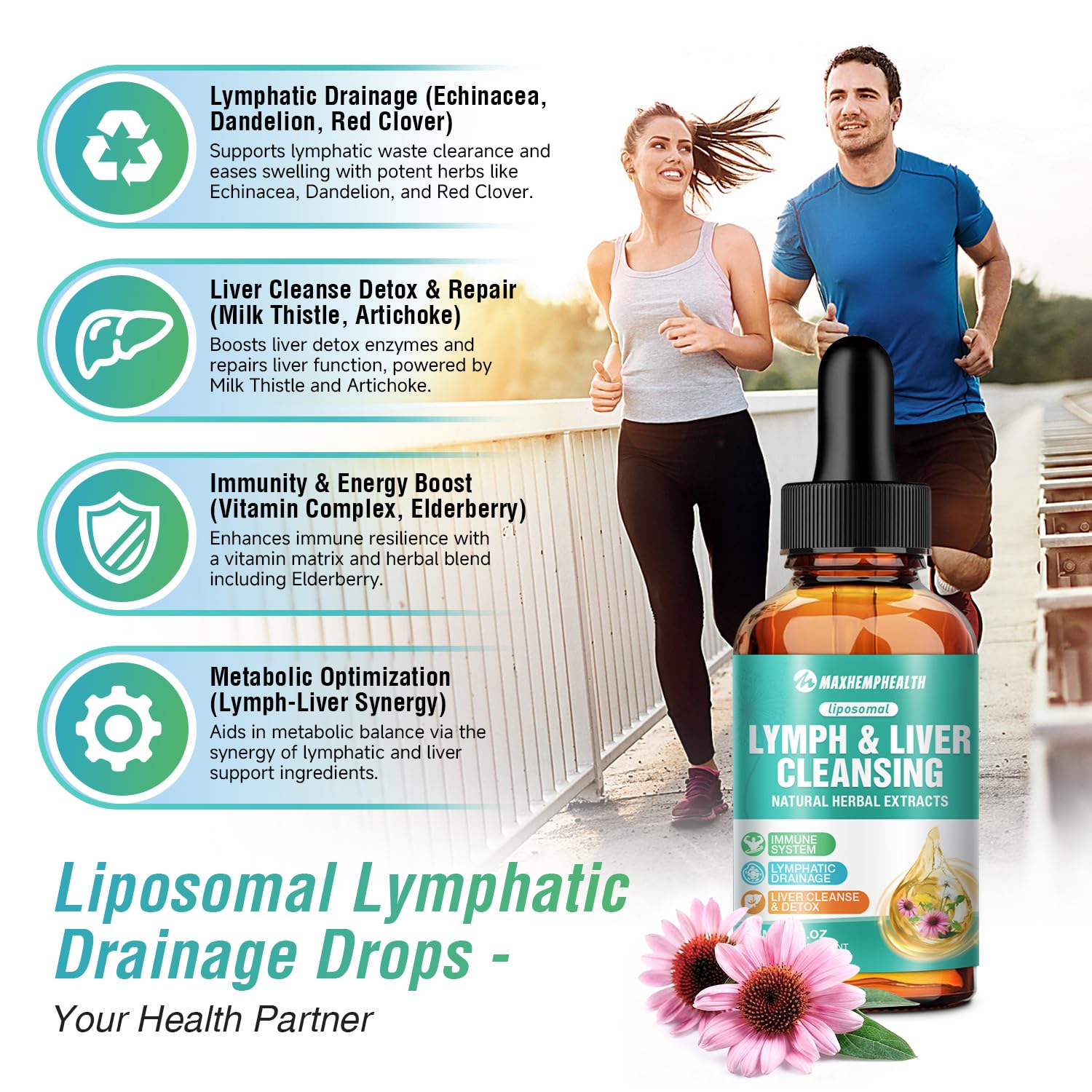 Maxhemphealth Liposomal Lymphatic Drainage Drops - 60ML Lymph & Liver Cleanse Supplement, Natural Herbal Blend & Multivitamin for Immunity, Lymphatic Support & Liver Detox, Vegan, Non-GMO, Gluten-Free Maxhemphealth buy supplements Au