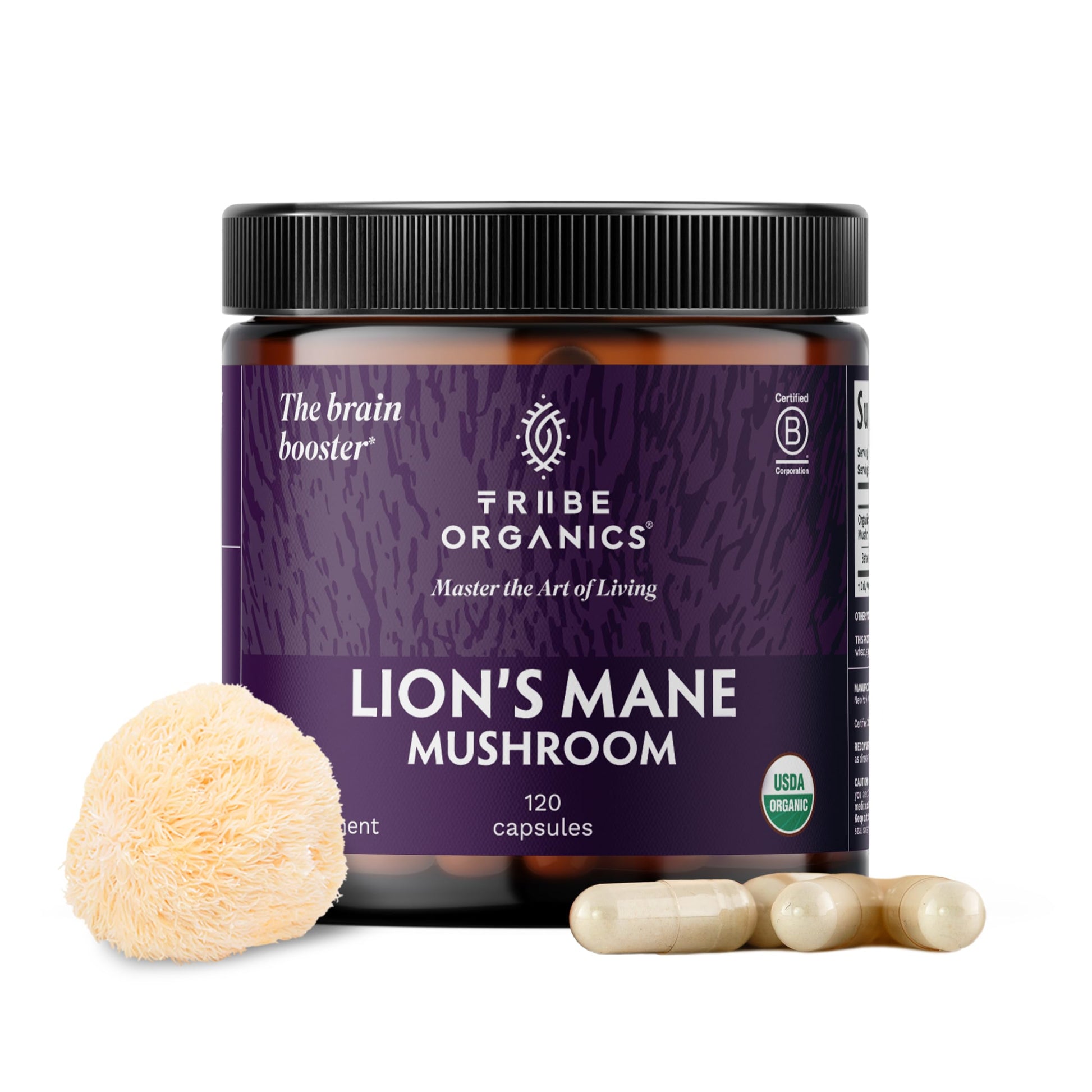 TRIBE ORGANICS Lion’s Mane Supplement 1000mg Mushroom Extract Powder - Immune System Booster & Brain Nootropic for Focus and Memory | Mental Clarity | Natural Energy and Immunity - 120 Vegan Capsules TRIBE ORGANICSBuy Supplements Australia