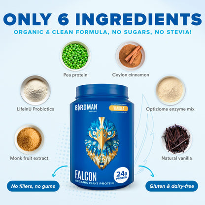 BIRDMAN Falcon Vegan Protein Powder Organic, Stevia & Sugar Free, Plant Based Protein BIRDMANBuy Supplements Australia