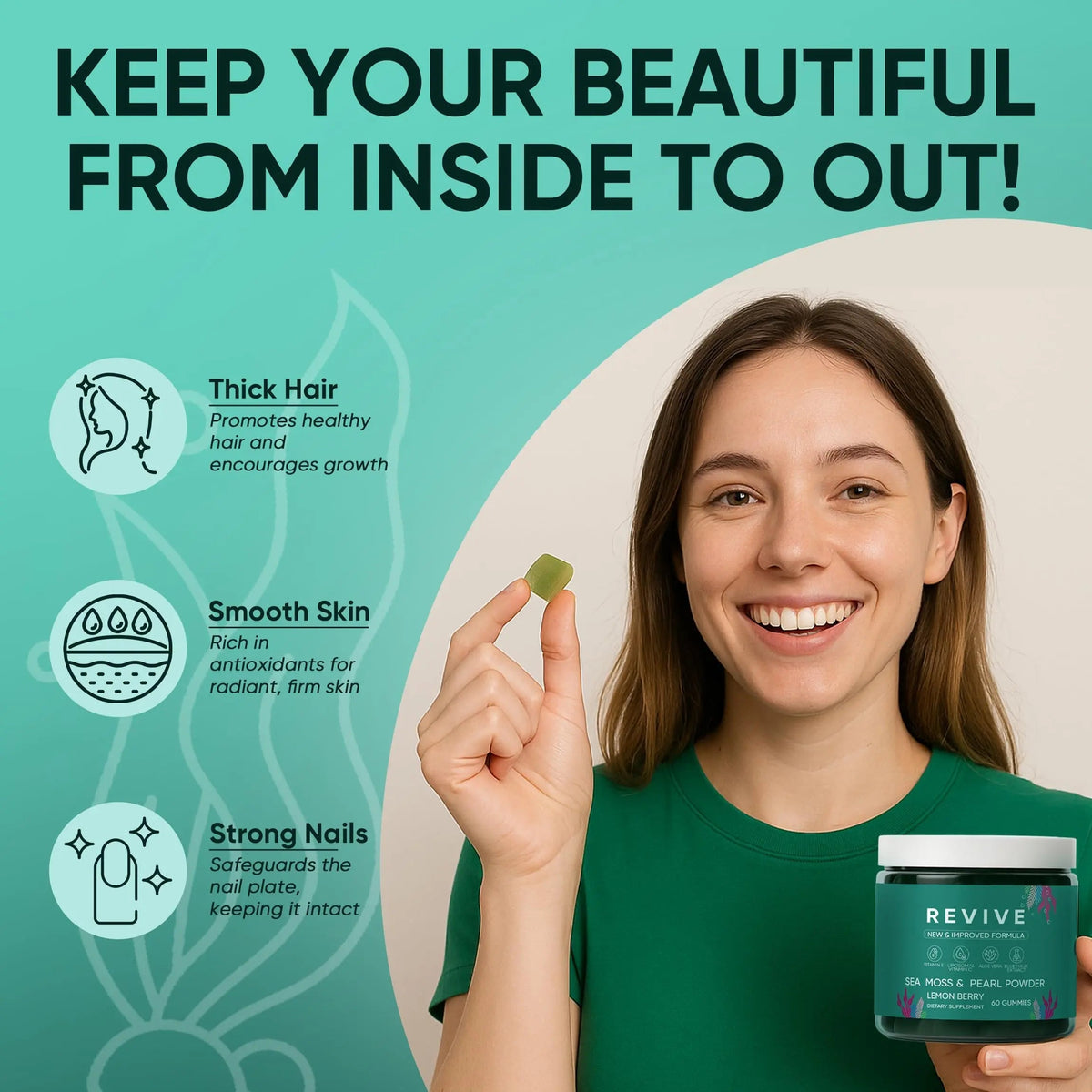 Neonomicon Balmbare Revive Gummies for Hair Loss - Sea Moss Gummies with Vitamin C, Vitamin E, Aloe Vera, Pearl Powder Supports Faster Hair Growth NeonomiconBuy Supplements Australia