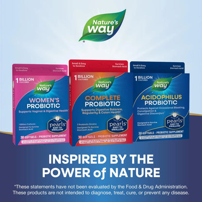 Nature's Way Complete Probiotic Pearls, Supports Digestive Balance*, 1 Billion Live Cultures, Supplement for Men and Women, No Refrigeration Required, 30 softgels Nature's WayBuy Supplements Australia