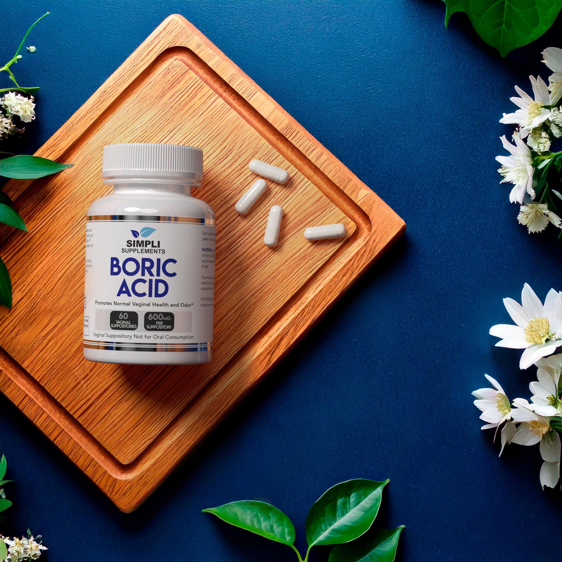 Simpli Supplements Boric Acid Suppositories for Women 600mg – 60 Count | Vaginal pH Balance Support | Feminine Care | Helps Maintain Freshness & Odor Control Simpli SupplementsBuy Supplements Australia