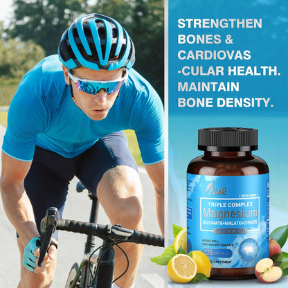 ASSR Triple Magnesium Complex – 300mg Magnesium Supplement with Glycinate, Malate & Citrate – Supports Relaxation, Muscle & Nerve Function