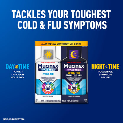 Mucinex Fast-Max Cold and Flu & Nightshift Medicine for Adults, Over-The-Counter Medication Combo Pack for Sore Throat Relief, Decongestant, Cough & Cold Medicine (2 x 6 Fl Oz) Mucinex buy supplements Au
