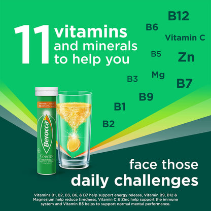 Berocca Vitamin C Effervescent Tablets, with Magnesium, Vitamin B12 and Vitamin B BeroccaBuy Supplements Australia