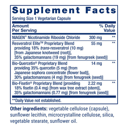 Life Extension NAD+ Cell Regenerator™ and Resveratrol Elite™*, nicotinamide riboside, Trans-resveratrol, quercetin, Fisetin, Heart Health, Healthy Aging, Vegetarian, Non-GMO, Gluten Free, 30 Capsules Life ExtensionBuy Supplements Australia